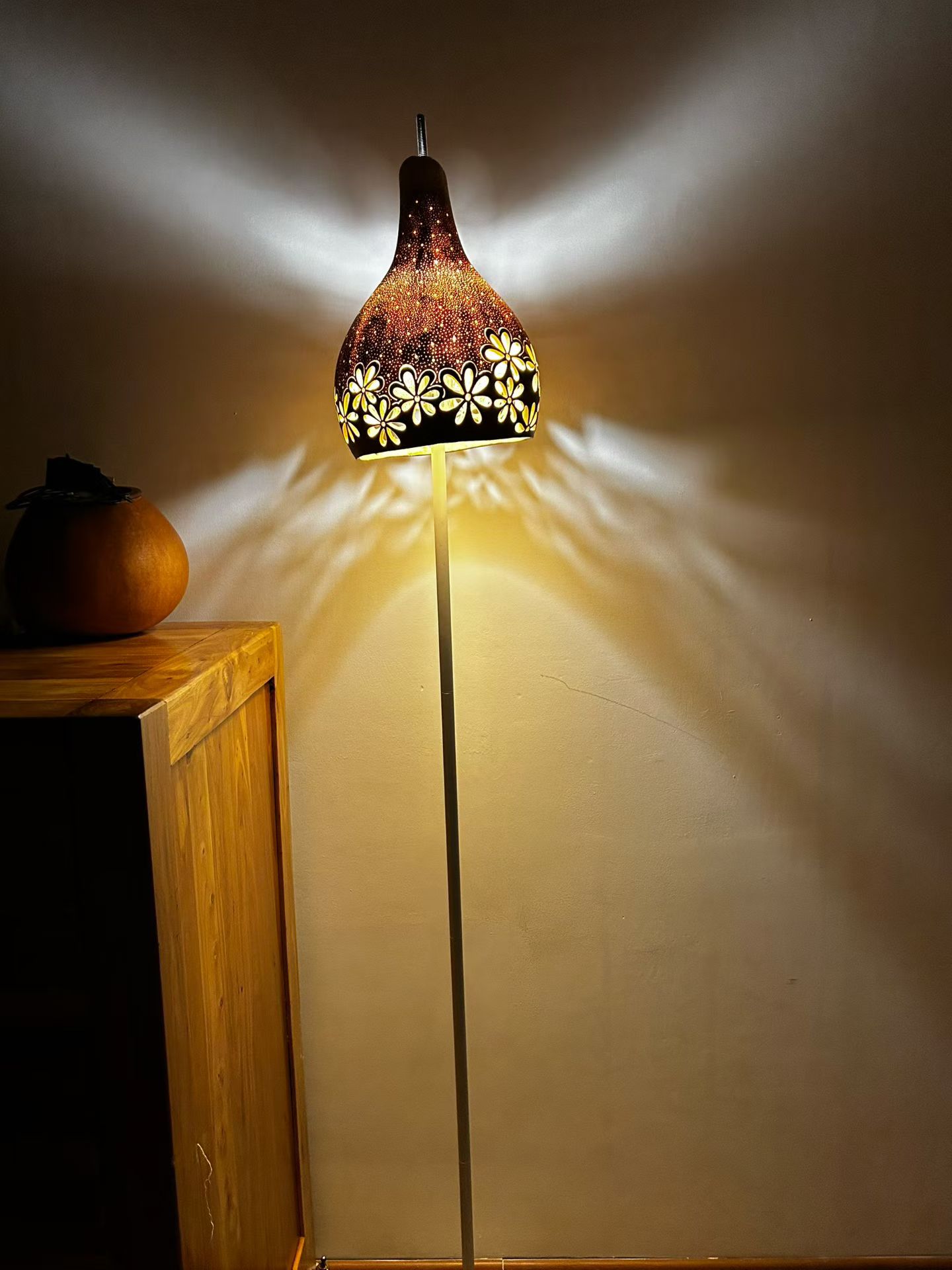 Hand-Carved Gourd Floor Lamp – Blooming Light Design
