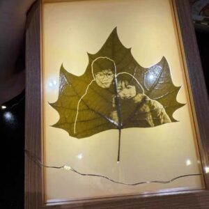 Framed Couple Portrait Leaf Carving – Eternal Bond Edition