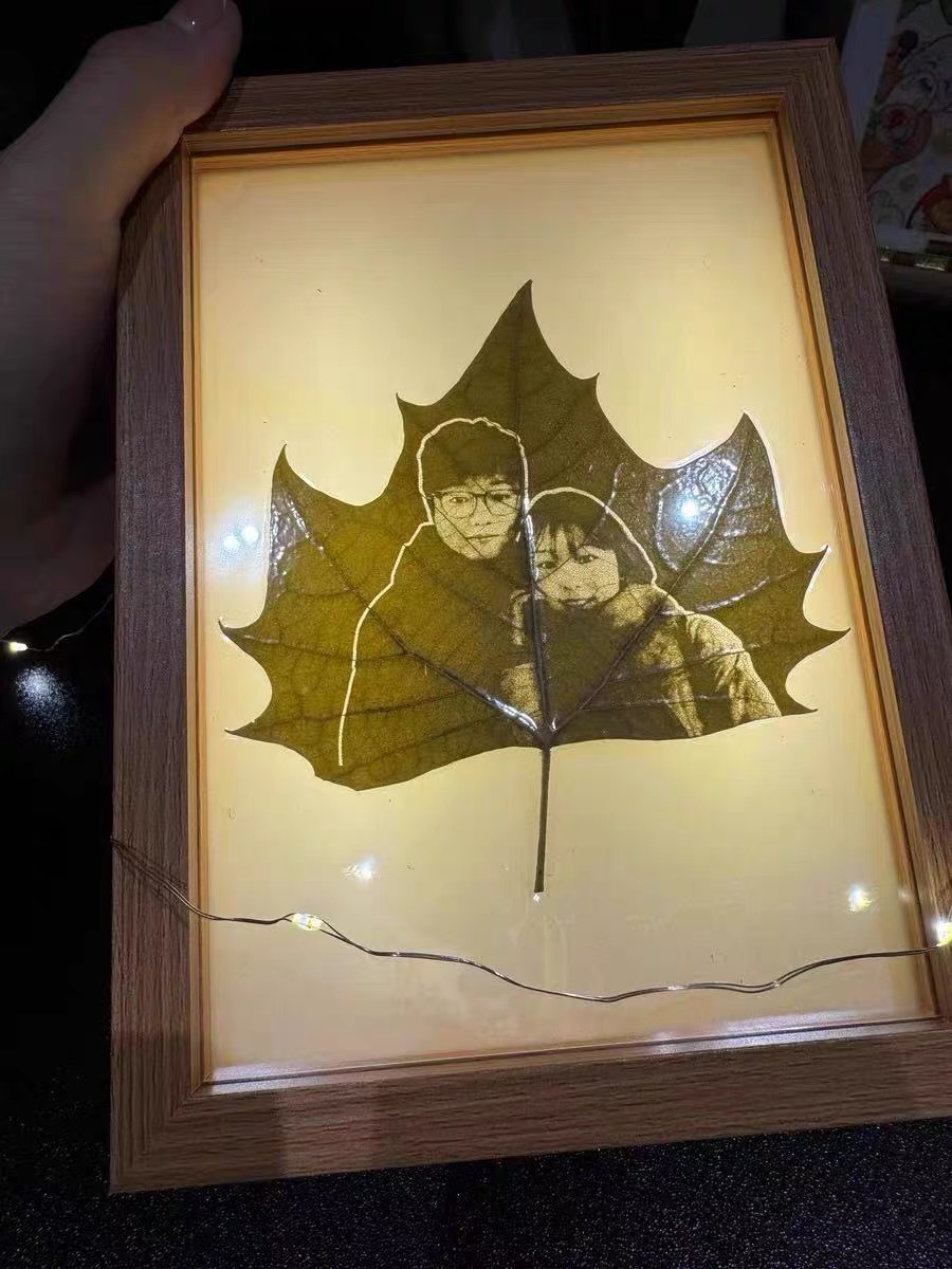 Framed Couple Portrait Leaf Carving – Eternal Bond Edition