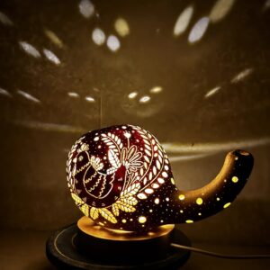 Chinese Zodiac Rooster・Handcrafted Hollowed Gourd Art Lamp