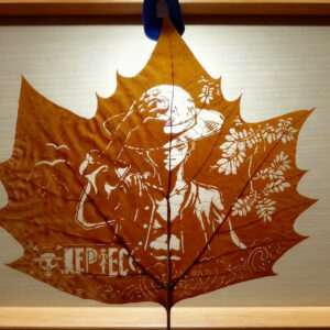 Handmade Real Leaf Carving Decor Painting - One Piece Luffy Themed Vein Carving Custom Ornament